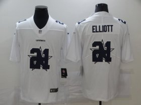 Wholesale Cheap Men\'s Dallas Cowboys #21 Ezekiel Elliott White 2020 Shadow Logo Vapor Untouchable Stitched NFL Nike Limited Jersey