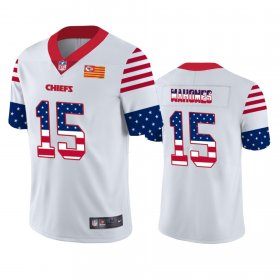 Wholesale Cheap Kansas City Chiefs #15 Patrick Mahomes White Men\'s Nike Team Logo USA Flag Vapor Untouchable Limited NFL Jersey