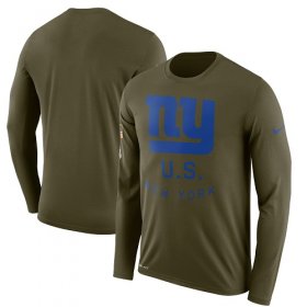 Wholesale Cheap Men\'s New York Giants Nike Olive Salute to Service Sideline Legend Performance Long Sleeve T-Shirt