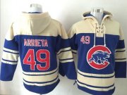 Wholesale Cheap Cubs #49 Jake Arrieta Blue Sawyer Hooded Sweatshirt MLB Hoodie