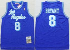Wholesale Cheap Men\'s Los Angeles Lakers #8 Kobe Bryant 1996-97 Blue Hardwood Classics Soul Swingman Throwback Jersey