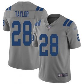 Wholesale Cheap Nike Colts #28 Jonathan Taylor Gray Men\'s Stitched NFL Limited Inverted Legend Jersey