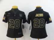 Wholesale Cheap Women's Las Vegas Raiders #28 Josh Jacobs Black 2020 Salute To Service Stitched NFL Nike Limited Jersey