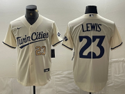 Cheap Men's Minnesota Twins #23 Royce Lewis Number Cream Cool Base Stitched Baseball Jerseys