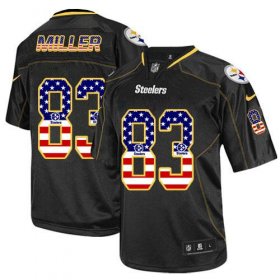 Wholesale Cheap Nike Steelers #83 Heath Miller Black Men\'s Stitched NFL Elite USA Flag Fashion Jersey