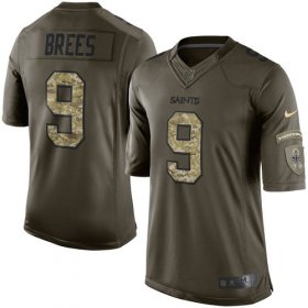 Wholesale Cheap Nike Saints #9 Drew Brees Green Men\'s Stitched NFL Limited 2015 Salute To Service Jersey