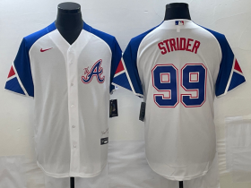Cheap Men\'s Atlanta Braves #99 Spencer Strider White 2023 City Connect Cool Base Stitched Jersey