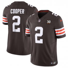Wholesale Cheap Men\'s Cleveland Browns #2 Amari Cooper Brown 2023 F.U.S.E. With Jim Brown Memorial Patch Vapor Untouchable Limited Football Stitched Jersey