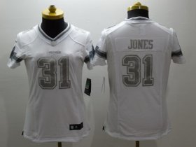 Wholesale Cheap Nike Cowboys #31 Byron Jones White Women\'s Stitched NFL Limited Platinum Jersey