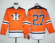 Wholesale Cheap Astros #27 Jose Altuve Orange Long Sleeve Stitched MLB Jersey