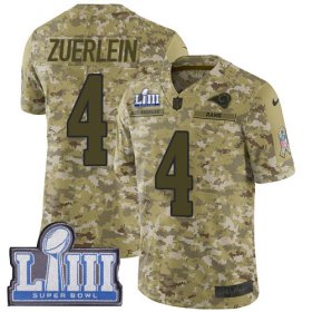 Wholesale Cheap Nike Rams #4 Greg Zuerlein Camo Super Bowl LIII Bound Men\'s Stitched NFL Limited 2018 Salute To Service Jersey