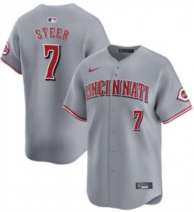 Cheap Men\'s Cincinnati Reds #7 Spencer Steer Gray Away Limited Stitched Baseball Jersey