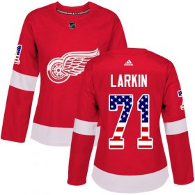 Wholesale Cheap Adidas Red Wings #71 Dylan Larkin Red Home Authentic USA Flag Women\'s Stitched NHL Jersey