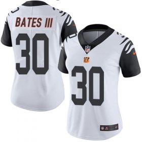 Wholesale Cheap Nike Bengals #30 Jessie Bates III White Women\'s Stitched NFL Limited Rush Jersey