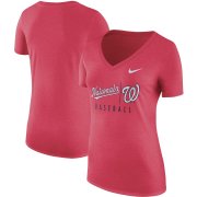 Wholesale Cheap Washington Nationals Nike Women's Practice Tri-Blend V-Neck T-Shirt Red