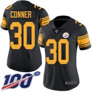 Wholesale Cheap Nike Steelers #30 James Conner Black Women's Stitched NFL Limited Rush 100th Season Jersey