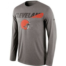 Wholesale Cheap Men\'s Cleveland Browns Nike Charcoal Legend Staff Practice Long Sleeves Performance T-Shirt