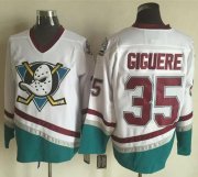 Wholesale Cheap Ducks #35 Jean-Sebastien Giguere White CCM Throwback Stitched NHL Jersey