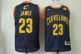 Wholesale Cheap Men\'s Cleveland Cavaliers #23 LeBron James 2017 The NBA Finals Patch Navy Blue With Gold Swingman Jersey