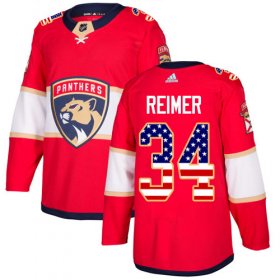Wholesale Cheap Adidas Panthers #34 James Reimer Red Home Authentic USA Flag Stitched NHL Jersey