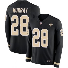 Wholesale Cheap Nike Saints #28 Latavius Murray Black Team Color Men\'s Stitched NFL Limited Therma Long Sleeve Jersey