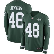 Wholesale Cheap Nike Jets #48 Jordan Jenkins Green Team Color Men's Stitched NFL Limited Therma Long Sleeve Jersey