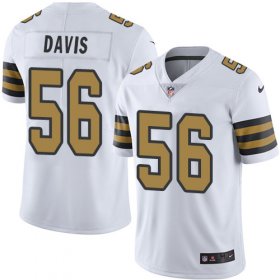 Wholesale Cheap Nike Saints #56 DeMario Davis White Men\'s Stitched NFL Limited Rush Jersey