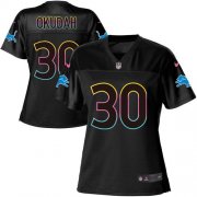 Wholesale Cheap Nike Lions #30 Jeff Okudah Black Women's NFL Fashion Game Jersey