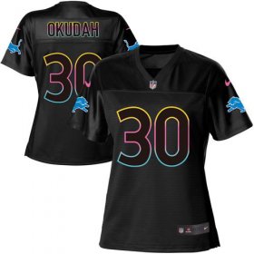 Wholesale Cheap Nike Lions #30 Jeff Okudah Black Women\'s NFL Fashion Game Jersey