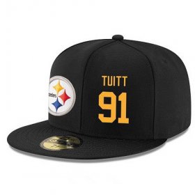 Wholesale Cheap Pittsburgh Steelers #91 Stephon Tuitt Snapback Cap NFL Player Black with Gold Number Stitched Hat