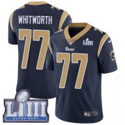 Wholesale Cheap Nike Rams #77 Andrew Whitworth Navy Blue Team Color Super Bowl LIII Bound Men's Stitched NFL Vapor Untouchable Limited Jersey