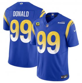 Wholesale Cheap Men\'s Los Angeles Rams #99 Aaron Donald Blue 2023 F.U.S.E. With 4-Star C Patch Vapor Vapor Limited Football Stitched Jersey