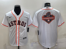 Wholesale Cheap Men\'s Houston Astros White Champions Big Logo Stitched MLB Cool Base Nike Jersey