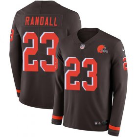 Wholesale Cheap Nike Browns #23 Damarious Randall Brown Team Color Men\'s Stitched NFL Limited Therma Long Sleeve Jersey