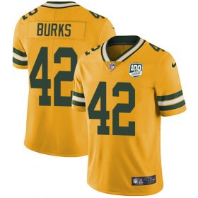 Wholesale Cheap Nike Packers #42 Oren Burks Yellow Men\'s 100th Season Stitched NFL Limited Rush Jersey