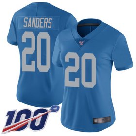 Wholesale Cheap Nike Lions #20 Barry Sanders Blue Throwback Women\'s Stitched NFL 100th Season Vapor Limited Jersey