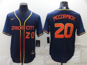 Wholesale Cheap Men\'s Houston Astros #20 Chas McCormick Number 2022 Navy Blue City Connect Cool Base Stitched Jersey