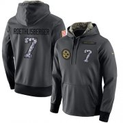 Wholesale Cheap NFL Men's Nike Pittsburgh Steelers #7 Ben Roethlisberger Stitched Black Anthracite Salute to Service Player Performance Hoodie