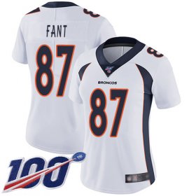 Wholesale Cheap Nike Broncos #87 Noah Fant White Women\'s Stitched NFL 100th Season Vapor Limited Jersey