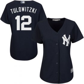 Wholesale Cheap Yankees #12 Troy Tulowitzki Navy Blue Alternate Women\'s Stitched MLB Jersey
