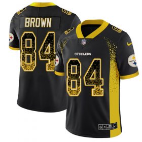 Wholesale Cheap Nike Steelers #84 Antonio Brown Black Team Color Men\'s Stitched NFL Limited Rush Drift Fashion Jersey