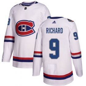 Wholesale Cheap Adidas Canadiens #9 Maurice Richard White Authentic 2017 100 Classic Stitched Youth NHL Jersey