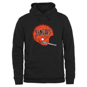 Wholesale Cheap Men\'s Cincinnati Bengals Pro Line Black Throwback Logo Pullover Hoodie