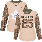 Wholesale Cheap Adidas Maple Leafs #25 James Van Riemsdyk Camo Authentic 2017 Veterans Day Women's Stitched NHL Jersey