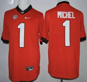 Wholesale Cheap Georgia Bulldogs #1 Sony Michel Red 2015 College Football Nike Limited Jersey
