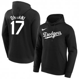Cheap Los Angeles Dodgers #17 Shohei Ohtani Black Name & Number Pullover Hoodie