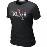 Wholesale Cheap Women's San Francisco 49ers Super Bowl XLVII On Our Way T-Shirt Black