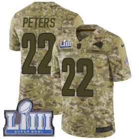 Wholesale Cheap Nike Rams #22 Marcus Peters Camo Super Bowl LIII Bound Men\'s Stitched NFL Limited 2018 Salute To Service Jersey