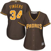 Wholesale Cheap Padres #34 Rollie Fingers Brown Alternate Women's Stitched MLB Jersey