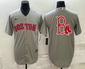 Cheap Men\'s Boston Red Sox Big Logo Grey Stitched MLB Cool Base Nike Jersey
